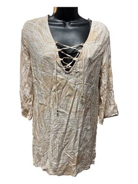 Tan/White swimsuit cover up